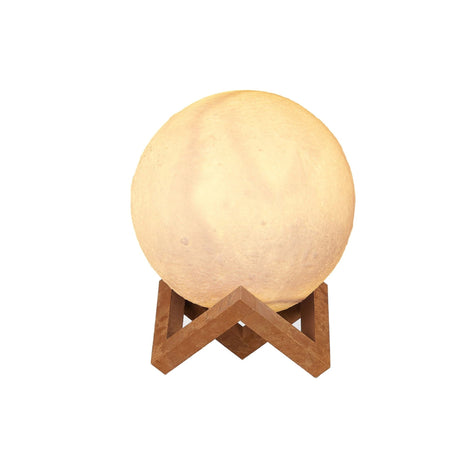 Lampa Veghe 3D Luna, Lumina Alb Cald, 8 cm, Stand Inclus, Alimentare pe Baterii - vivimall.ro
