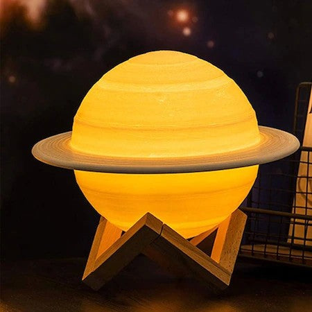 Saturn Light 3D Éjszakai Fény, Elemmel Működő, Műanyag Állvánnyal, 15 Cm