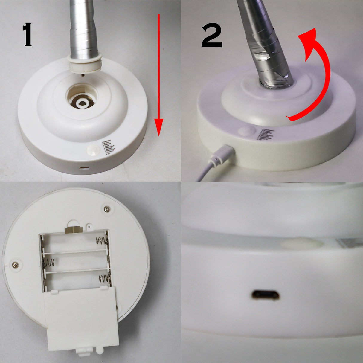LED éjszakai fény elemekkel és USB-vel