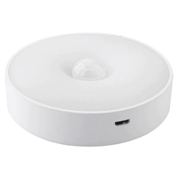LED éjszakai fény, mozgásérzékelővel, meleg és hideg fény, USB töltés, 0,6 W, 300 mAh, kerek kialakítás