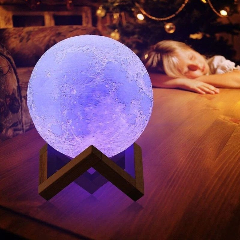 3D Holdfényes Éjszakai Fény, LED Fény, 7 Szín, Érintésre Váltó Szín, Elemmel Működő, Elem Nincs, Műanyag Talp Tartalmazza, 15 Cm