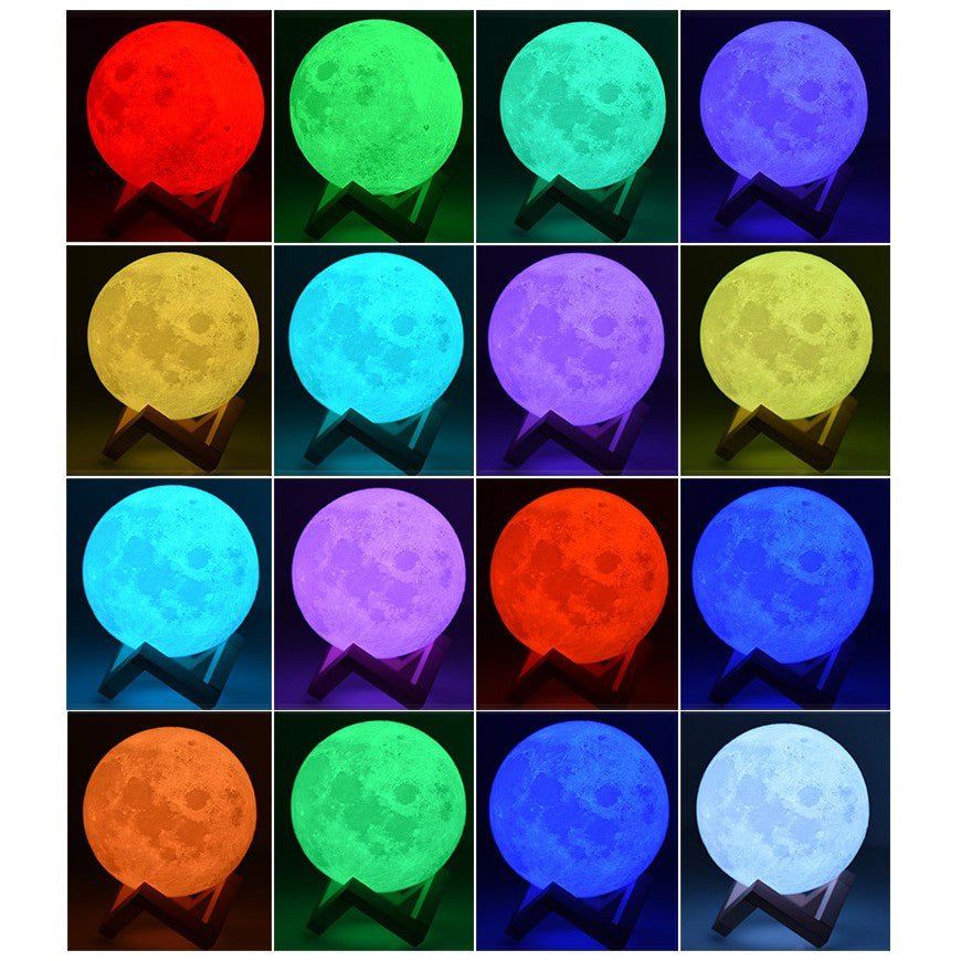 3D Holdfényes Éjszakai Fény, LED Fény, 7 Szín, Érintésre Váltó Szín, Elemmel Működő, Elem nélkül, Műanyag Talp Tartalmazza, 18 Cm
