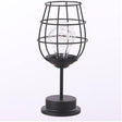 Lampa Decorativa cu Leduri, Vivimall, Model Pahar de Vin, cu Baterii, 13 x 13 x 28 cm, Suport Negru, Lumina Alb Cald - vivimall.ro