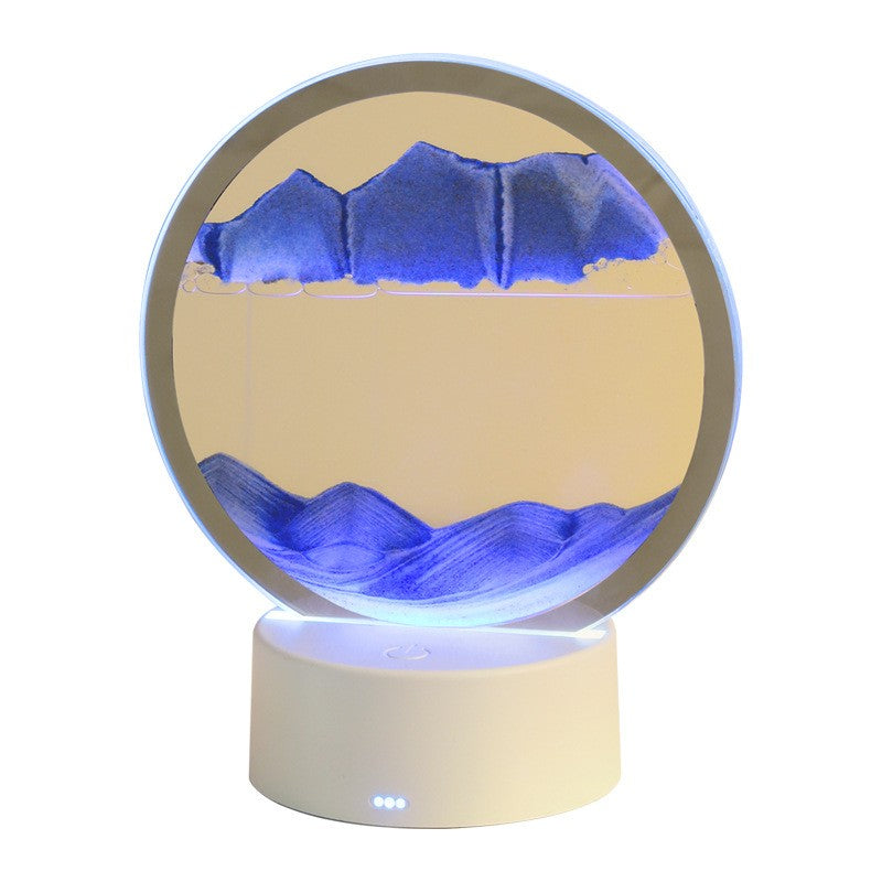 Dekoratív homokóra lámpa, dinamikus 3D kép, futóhomok