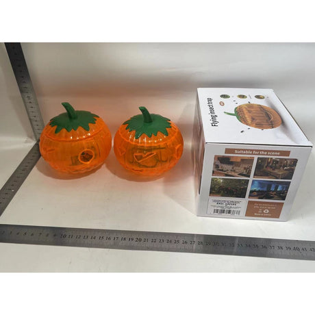 Set 2 Capcane pentru Insecte, Vivimall, Forma de Dovleac, 12x9.2x12.2 cm, din ABS, Portocaliu - vivimall.ro