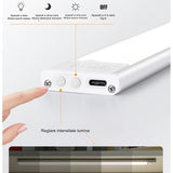 Lampa LED cu Senzor de Lumina si Miscare 20 cm Vivimall, Intensitate Reglabila, Suport Magnetic, 34 LED-uri, 71.49lm , Acumulator 450mAh cu Reincarcare prin USB-C, pentru Bucatarie, Hol, Dressing, Garaj - vivimall.ro