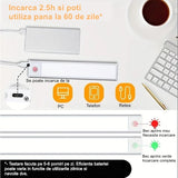 Lampa LED cu Senzor de Lumina si Miscare 30 cm, Vivimall, Intensitate Reglabila, Suport Magnetic, 79 LED-uri, 114.59lm , Acumulator 600mAh cu Reincarcare prin USB-C, pentru Bucatarie, Hol, Dressing, Garaj - vivimall.ro