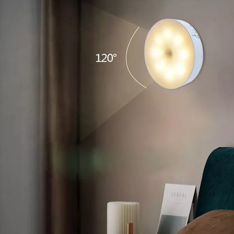 Lampa LED cu senzori de miscare, incarcare USB,3.7V, 400mah, 8.5 x 2 cm, material ABS, portabila, pentru camera bebelusului, dormitor, bucatarie, baie, 2 culori, lumina calda si rece, carcasa alba - vivimall.ro