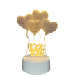 Lampă LED decorativă 3D Baloane Love din acril, lumină multicoloră, vedere frontală, culoare albă