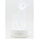 Lampa LED decorativa, Vivimall, 3D, Cerb, cu telecomanda, doua moduri de alimentare USB si baterii, 20 cm inaltime, din material acril si lumina multicolora, alb - vivimall.ro