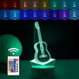 Lampă LED 3D Chitară din acril cu lumină multicoloră și telecomandă, vedere frontală, culoare alb
