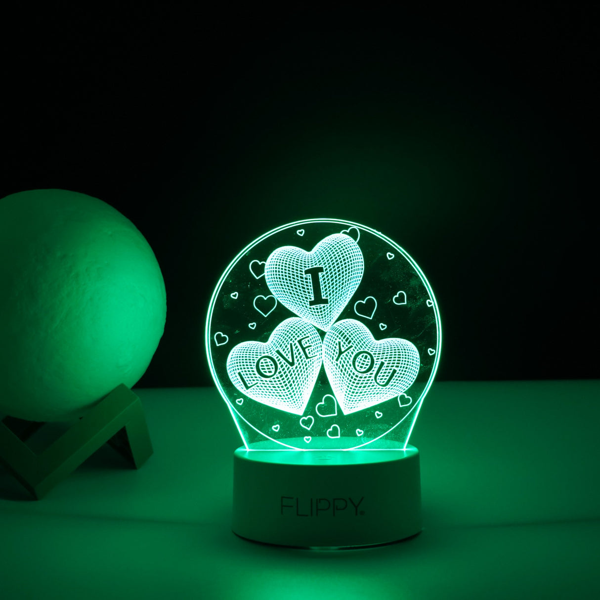 Lampa LED decorativa, Vivimall, 3D, cu text "I love you", doua moduri de alimentare USB si baterii, 20 cm inaltime, din material acril si lumina multicolora, alb - vivimall.ro