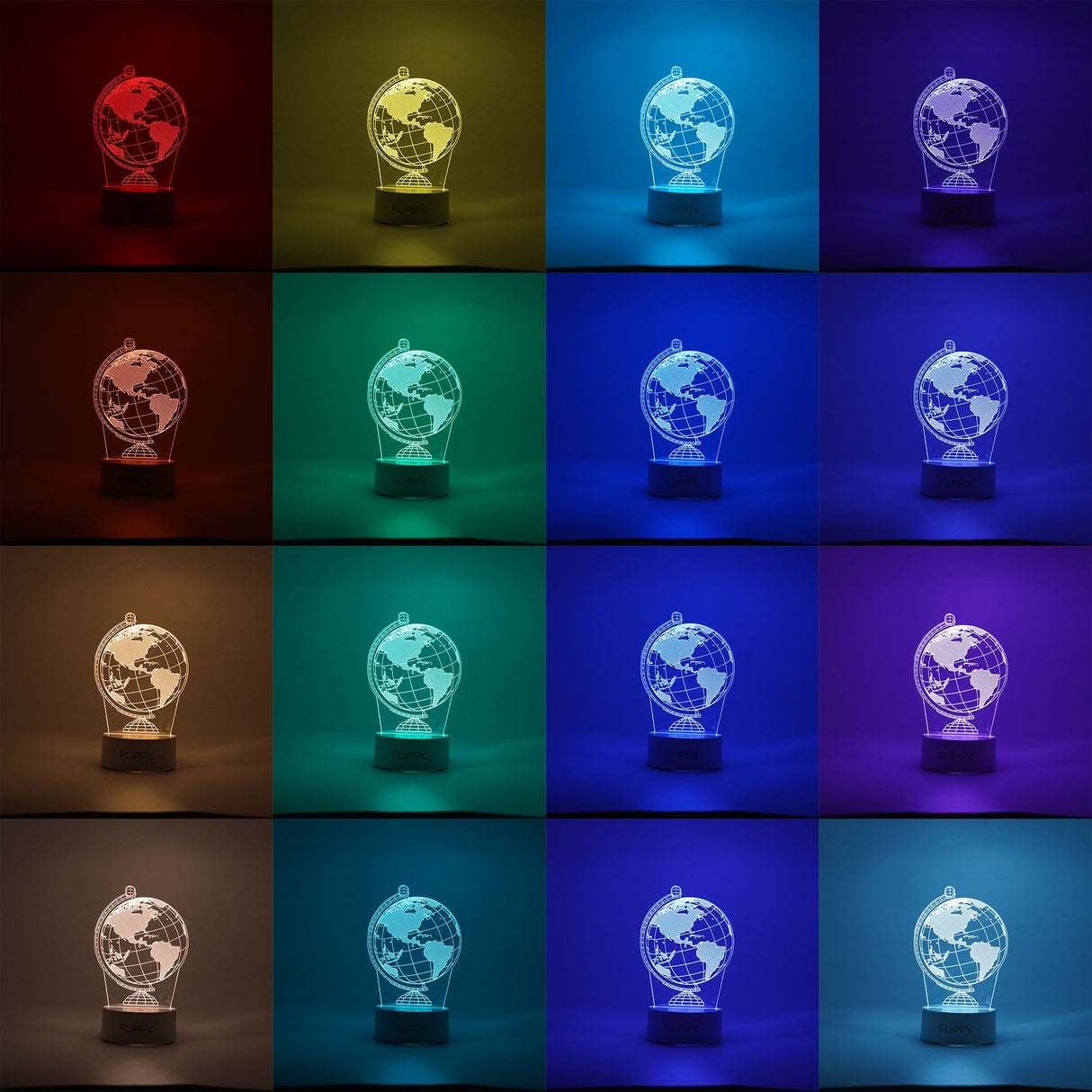 Lampa LED decorativa, Vivimall, 3D, Globul Pamantesc, doua moduri de alimentare USB si baterii, 20 cm inaltime, din material acril si lumina multicolora, alb - vivimall.ro