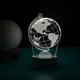 Lampa Led Decorativa, 3D, Globul Pamantesc, Doua Moduri De Alimentare Usb Si Baterii, 20 Cm Inaltime, Din Material Acril Si Lumina A, Alb - vivimall.ro