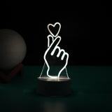 Lampa LED decorativa, Vivimall, 3D, Mana si Inima, din material acril si lumina multicolora, alb - vivimall.ro