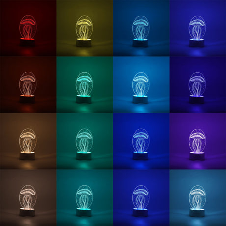 Lampa LED decorativa, Vivimall, 3D, Meduza, din material acril si lumina multicolora, alb - vivimall.ro