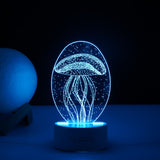 Lampa LED decorativa, Vivimall, 3D, Meduza, din material acril si lumina multicolora, alb - vivimall.ro