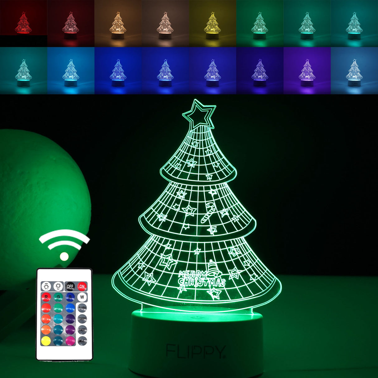 Lampa Led Decorativa, 3D, Pom De Craciun, Din Material Acril Si Lumina A, Alb - vivimall.ro