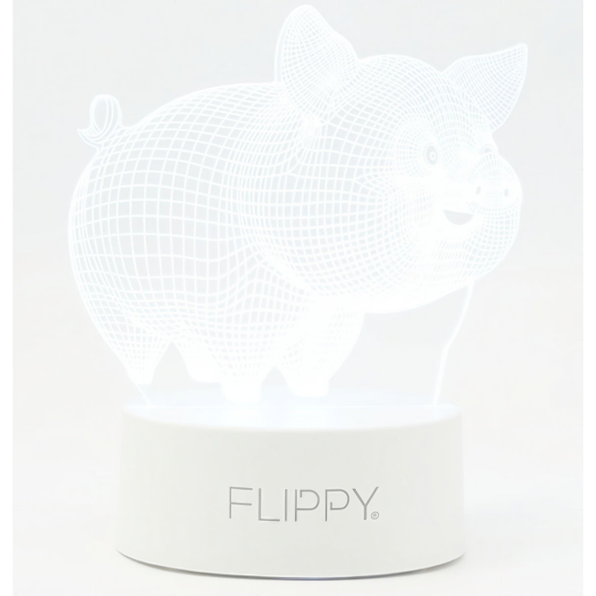 Lampa Led Decorativa, 3D, Porcusor Gras, Din Material Acril Si Lumina A, Alb - vivimall.ro