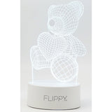Lampa LED decorativa, Flippy, 3D, ursulet, din material acril si lumina multicolora, alb - vivimall.ro