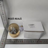 Dekoratív LED lámpa, 6 cm átmérőjű kristálygömbbel, USB tápellátás, fa állvány, világítás
