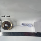 Dekoratív LED lámpa, 6 cm átmérőjű kristálygömbbel, USB tápellátás, fa állvány, világítás