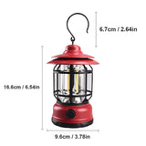 Lampă Portabilă Camping, Felinar Vintage, Cu Cârlig ABS, Iluminare 21 COB LED, Intensitate Reglabilă, 5W, Vivimall - vivimall.ro