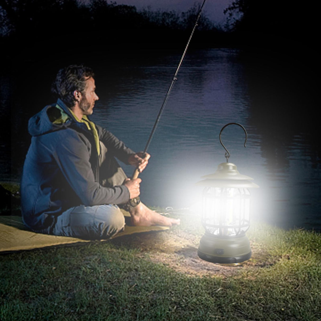 Lampă Portabilă Camping, Felinar Vintage, Cu Cârlig ABS, Iluminare 21 COB LED, Intensitate Reglabilă, 5W, Vivimall - vivimall.ro