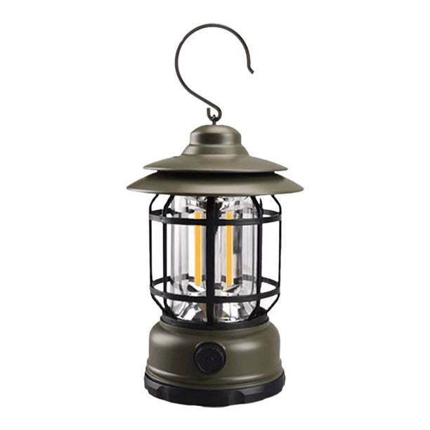 Lampă Portabilă Camping, Felinar Vintage, Cu Cârlig ABS, Iluminare 21 COB LED, Intensitate Reglabilă, 5W, Vivimall - vivimall.ro