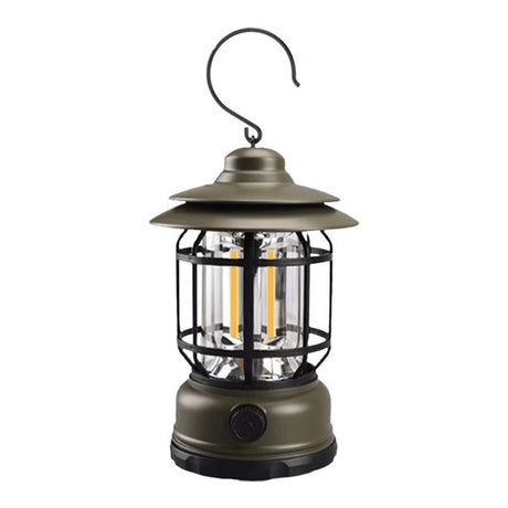 Lampă Portabilă Camping, Felinar Vintage, Cu Cârlig ABS, Iluminare 21 COB LED, Intensitate Reglabilă, 5W, Vivimall - vivimall.ro