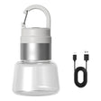 Lampă LED RGB portabilă Vivimall albă pentru camping, vedere frontală, dimensiuni 10×5,5 cm
