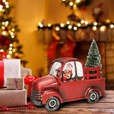 Decoratiune Craciun, Tip Masina, Figurine Mos Craciun cu Bradul, 3 Moduri, Functie Muzicala, Zapada in Miscare, Functioneaza Cu Baterii ( 3 x AA neincluse), Cablu USB (Inclus), Model Rosu, 24 x 10 x 19 cm, Alb Cald - vivimall.ro