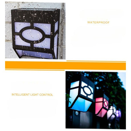 Lampa solara cu senzor Geometric, IP65, Lumina colorata, Vivimall - vivimall.ro