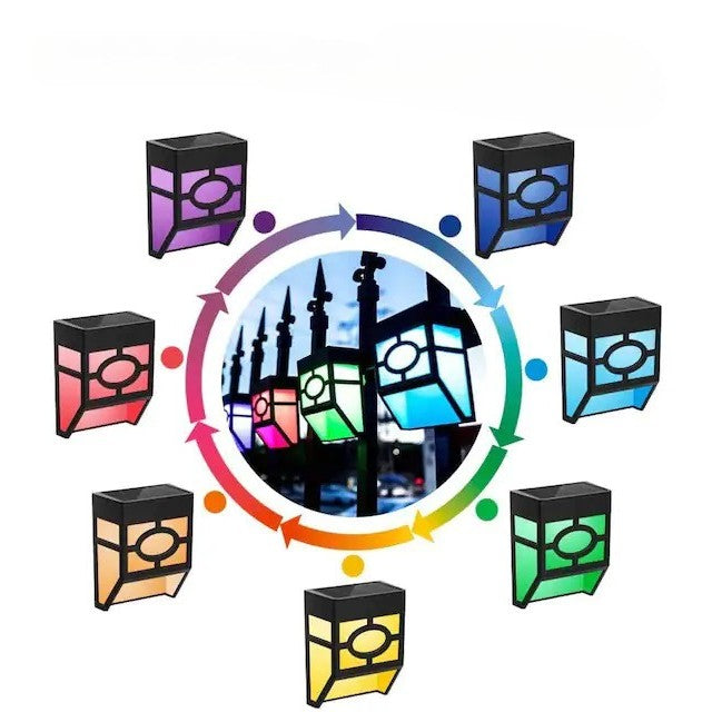 Lampa solara cu senzor Geometric, IP65, Lumina colorata, Vivimall - vivimall.ro