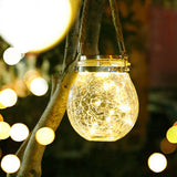 Lampa Solara Decorativa Pentru Exterior, Ip65, 20 Led-Uri, 600Mah, 14 X 12 Cm, Cu Agatatoare, Model Borcan Rotund, Alb Cald - vivimall.ro