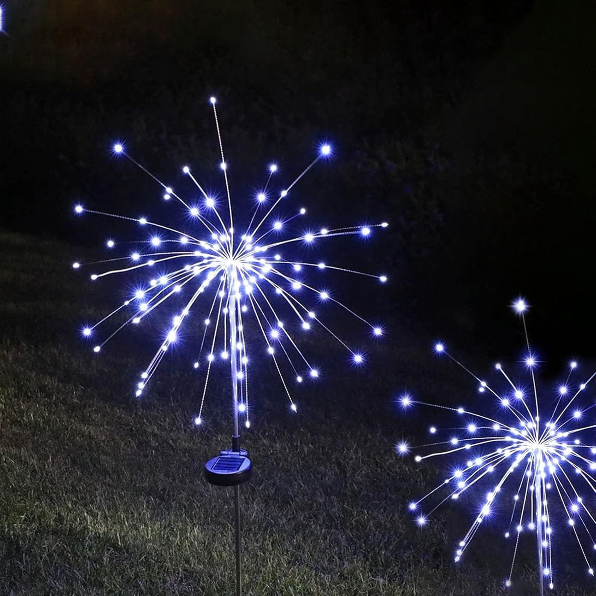 Lampa Solara, Flippy, Decor Gradina, Model Fireworks/Artificii, din Sarma de Cupru, 120 LED-uri, 55W, 90 cm, Alb Rece - vivimall.ro