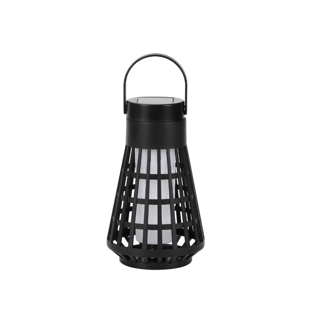 Lampa Solara pentru Gradina, Vivimall, Reincarcabila de la Soare, Model Felinar, Portabila cu Picior, Lumina Calda, 12 cm, Negru - vivimall.ro