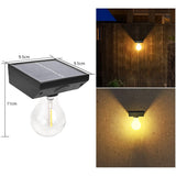 Lampa solara Vivimall, pentru exterior, tip bec, rezistenta la apa IP65, material ABS, baterie 3.7V, 1200 mah, 9.5 x 11 cm, autonomie 8 ore, senzor de miscare,  alb cald - vivimall.ro