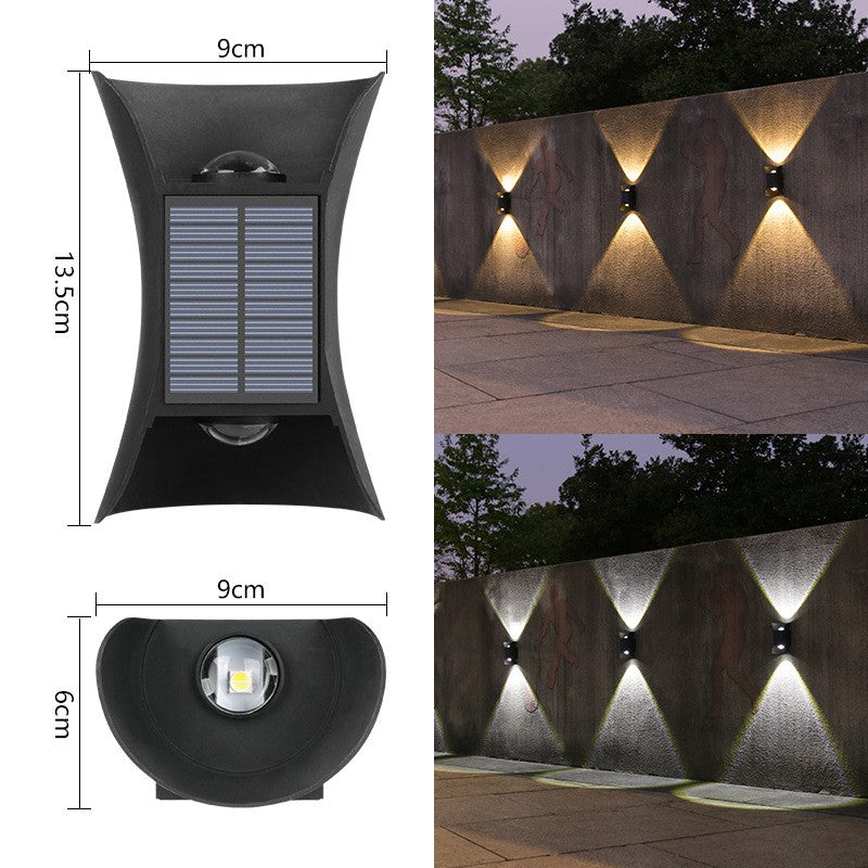 Lampa solara LED bidirectionala bicolora Vivimall, comutator culoare led, IP65, rezistent la apa, baterie 1.5 V, 400mah, 2 LED-uri, 13.5 x 9 cm, material ABS, multicolor - vivimall.ro