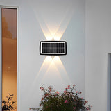 Lampa solara LED bidirectionala dreptunghiulara pentru perete Vivimall, 20.5x10 cm, 6 LED-uri, 5.5V, ABS, 500mAh, rezistent la apa IP65, alb cald - vivimall.ro