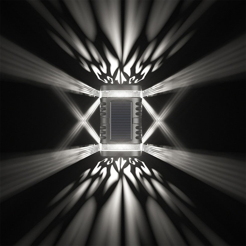 Lampa solara LED decorativa cu lumina bidirectionala Vivimall,  IP65, 1.2V, 600mah, 15.1 x 9 x 6 cm, material ABS, alb rece - vivimall.ro