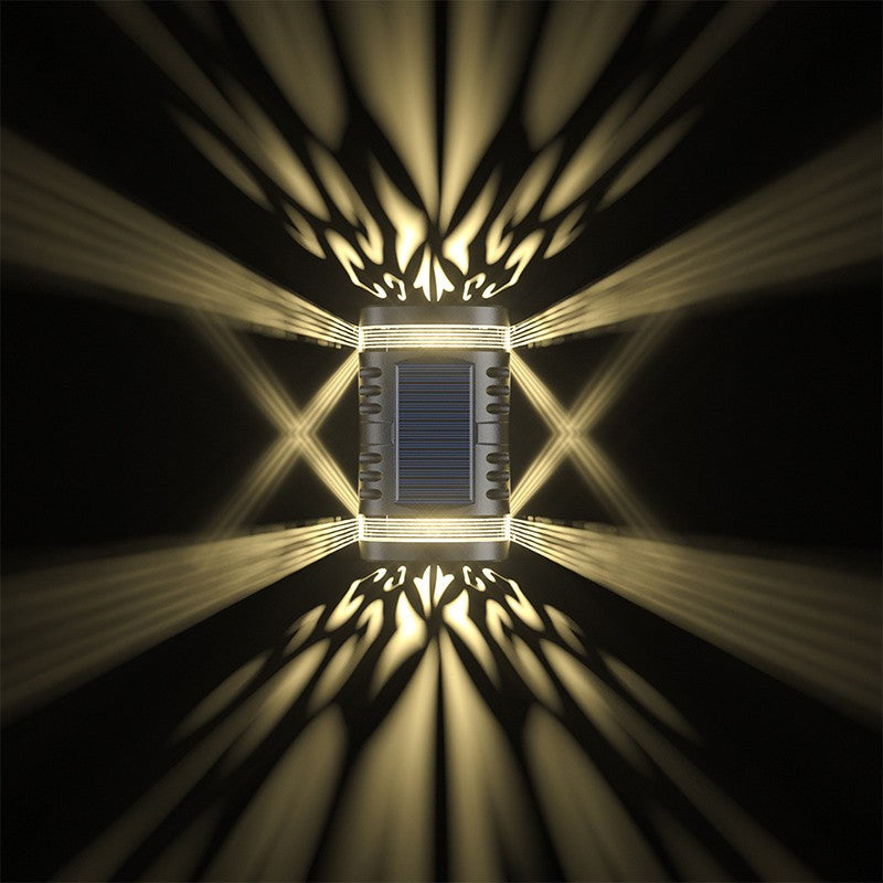 Lampa solara LED decorativa cu lumina bidirectionala Vivimall,  IP65, 1.2V, 600mah, 15.1 x 9 x 6 cm, material ABS, alb cald - vivimall.ro