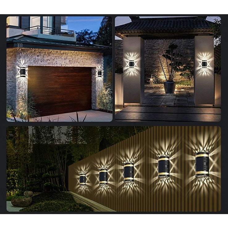 Lampa solara LED decorativa cu lumina bidirectionala Vivimall,  IP65, 1.2V, 600mah, 15.1 x 9 x 6 cm, material ABS, alb cald - vivimall.ro