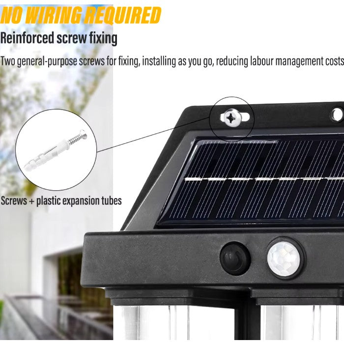 Lampa Solara LED Decorativa de Perete, Vivimall, pentru Exterior, Suspendata, 800mAh, 15x13x6 cm, Neagra - vivimall.ro