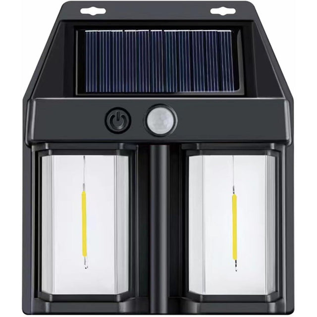 Lampa Solara LED Decorativa de Perete, Vivimall, pentru Exterior, Suspendata, 800mAh, 15x13x6 cm, Neagra - vivimall.ro