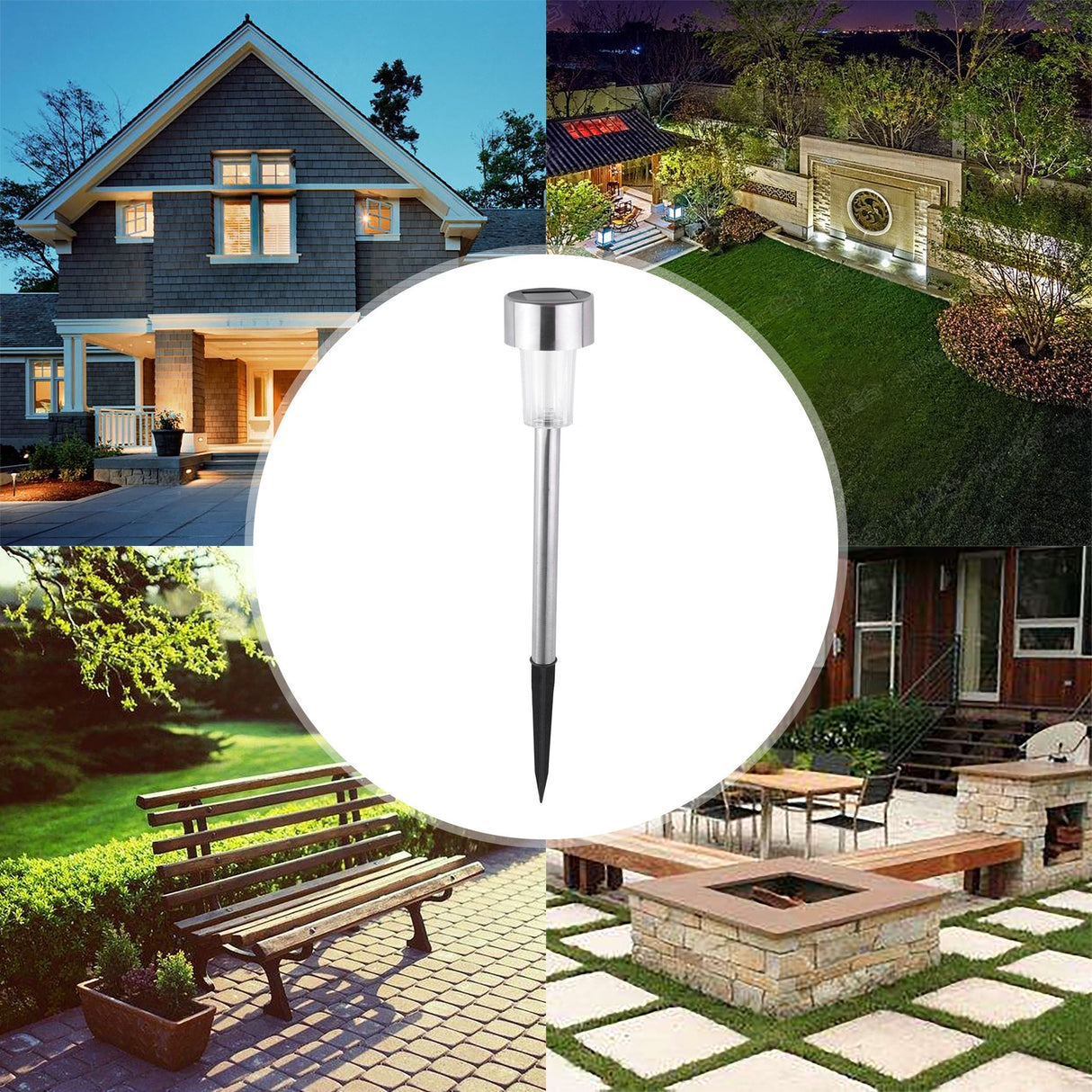 Lampa solara Led decorativa pentru gradina, Argintie, Vivimall, Lumina Multicolor - vivimall.ro
