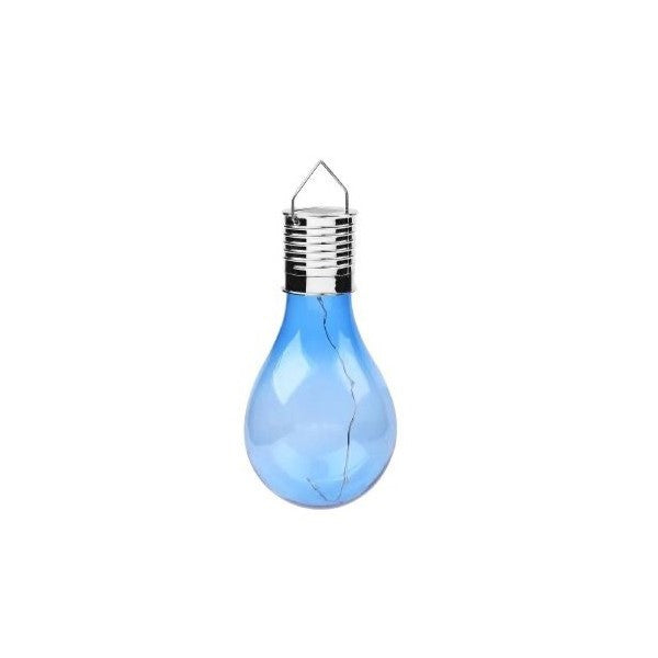 Lampa Solara LED Decorativa sub forma de Bulb, pentru exterior, suspendata, IP65, Ultron Albastru, Vivimall - vivimall.ro