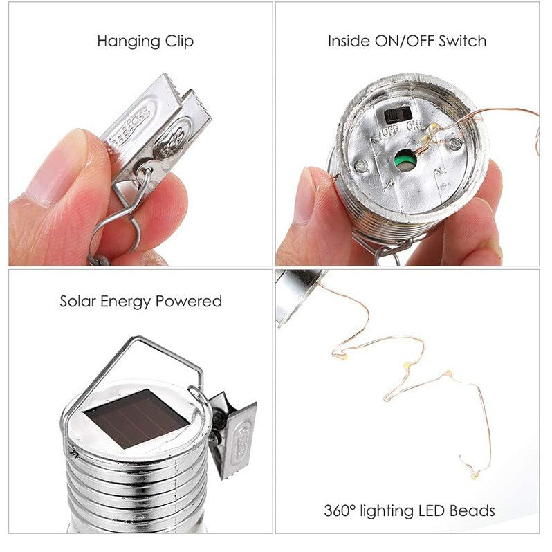 Lampa Solara Led Decorativa Sub Forma De Bulb, Pentru Exterior, Suspendata, Ip65, Ultron Transparent, Lumina Rece - vivimall.ro