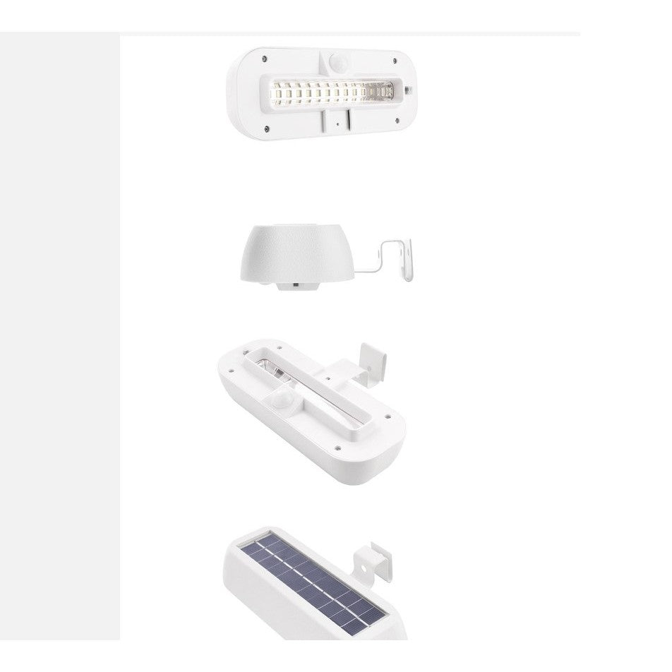 Lampa Solara Led Dreptunghiulara Pentru Perete, 18 X 7 Cm, Senzor Miscare, 6V, Abs, 2200Mah, Rezistent La Apa, Culoare Lumina Alb Rece, Alb - vivimall.ro