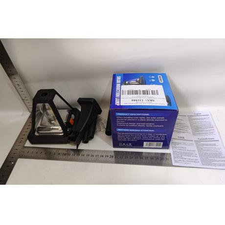 Lampa Solara LED, Vivimall, Tip Felinar, pentru Perete/Sol, 10.8 x 12.3 x 46 cm, 3 Moduri, Lumina Calda, din ABS si PP, Negru - vivimall.ro